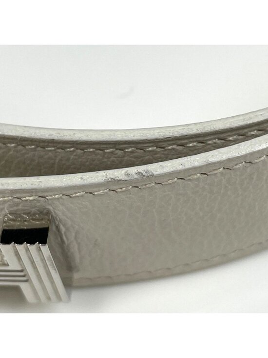 Hermes Logo Belt Leather White